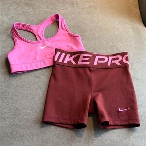 Nike Pink and Maroon Activewear Set